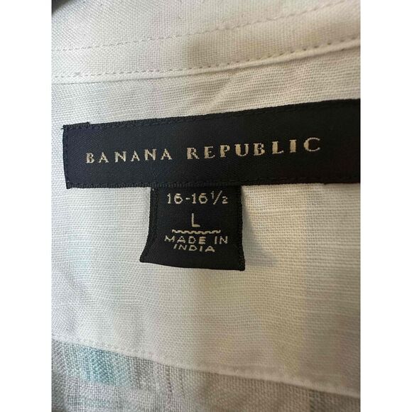 Banana Republic Shirt Mens Size Large White Button-Up 100% Linen Long Sleeve - Picture 2 of 7